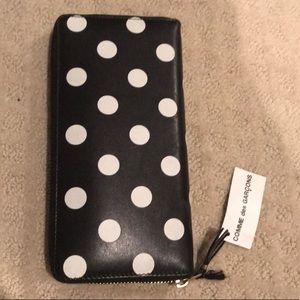 COMME DES GARÇON black &white leather long wallet